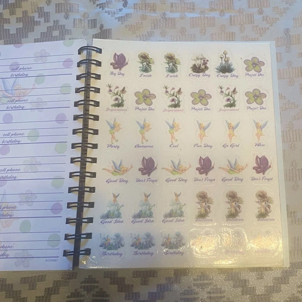 NEW - Disney Tinkerbell Class Assignment Notebook/Address Book with Stickers